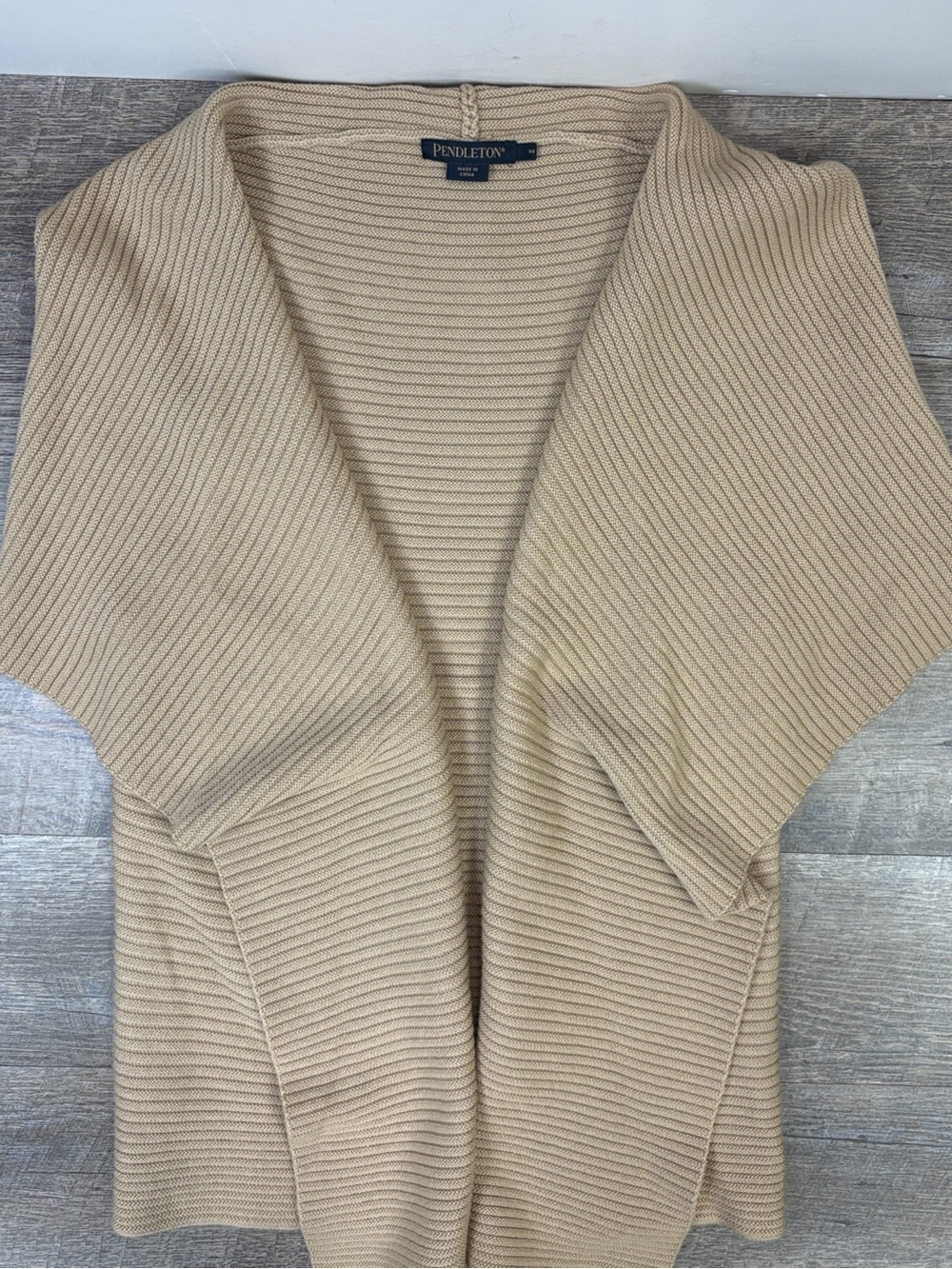 Pendleton 100% Merino Wool Ribbed Open Front Sweater Vest Medium